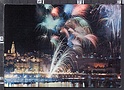 O9725 MENTON 06 VUE DE NUIT FEU FUOCHI D ARTIFICIO TARGHETTA BIENNALE PEINTURE PITTURA VG